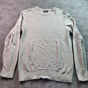 EXPRESS Crew Neck Textured Knit Sweater Mens Medium Gray Cotton Long Sleeve